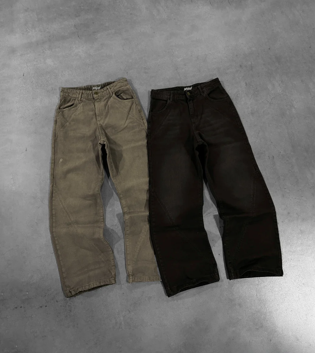 BROWN TEA "P" LINES DENIM JEANS - Image 12